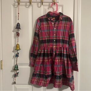 Polo by Ralph Lauren Pink Plaid Fit and Flare Dress with Bishop Sleeves